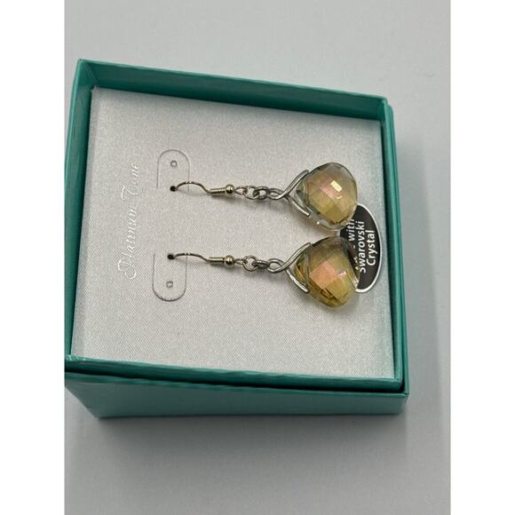 Swarovski New in Box Platinum Tone Crystal Dangle Drop Earrings - Picture 5 of 5